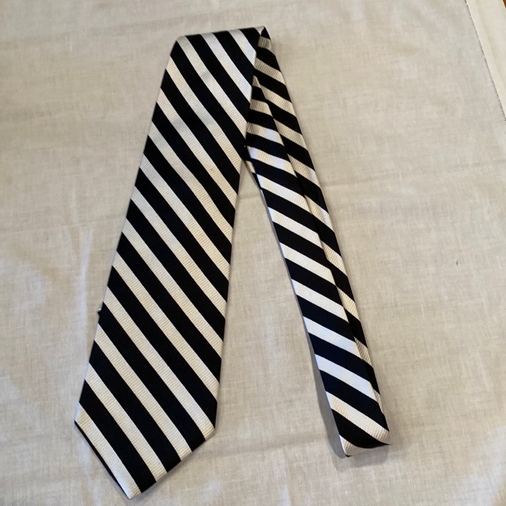 Paul Fredrick Black and White Striped Tie